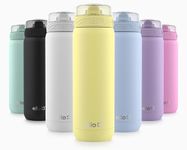 Ello Cooper 22oz Stainless Steel Water Bottle with Straw and Carry Handle, Double Walled and Vacuum Insulated Metal, Leak Proof Locking Lid with Soft Silicone Spout, Reusable, BPA Free, Lemonade