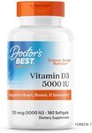 Doctor's Best Vitamin D3 5000IU, Non-GMO, Gluten Free, Soy Free, Regulates Immune Function, Supports Healthy Bones, 180 Softgels