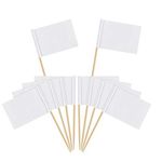 Supkeyer 100 Pieces White Flag Markers Small Toothpick Labels Cupcake Toppers for Party Cake Cheese Sandwiches Food 3.5 * 2.5cm/1.4 * 1inch