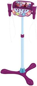 Lexibook Frozen La Reine des Neiges Enceinte Lumineuse sur Pied pour Enfant, Jeu Musical, Hauteur Ajustable, Effets Lumineux, 2 Microphones Inclus, Prise pour MP3, Prise Aux-in, Violet/Bleu, S160FZ