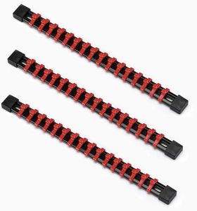 ACEBON Tools Socket Organizers, 3 Piece Socket Holder Kit, 1/4 inch Drive, Portable Socket Clip Rail Holder, Holds 48 Sockets