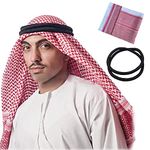 DZOZO Mens Arab Shemagh Scarf Arab Kaffiyeh Shemagh Scarf Head Wrap Muslim Hijab Headscarf Middle East Keffiyeh Headscarf Arabia Scarf Hijab Headband Desert Shawl Arabic Scarf Head Cover Cap