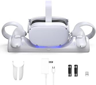 VR Charging Dock Compatible for Oculus Quest 2/Meta Quest 2 Charging Station,Magnetic Charge Headest and Controller Simultaneously with LED Indicator and 2 Rechargeable Batteries