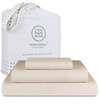 Threadmill 100% Cotton Sheets for Twin XL Size Bed - 600 Thread Count Twin XL Bed Sheets Set with 15” Deep Pocket - Sateen Weave 3-Piece Bedding Set with Cooling Effect, Beige