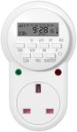 HBN Weekly Programmable Electronic Digital Mains Plug-in Timer Socket with LCD Display 24 Hours / 7 Day with 9 On-Off Programs, (13A/3120W,1 Pack)