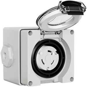 YICTENCRD 30 Amp Locking Female Plug Box, NEMA L5-30C Generator Twist Lock Receptacle with Cover, 125V 2 Pole 3 Wire Grounding, Weather Resistant for Generator,ETL Listed