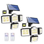 Outdoor Solar Motion Sensor Lights - 2Pcs 198 LED Solar Flood Light 3500LM 6500K with 5M Cord for Outside Security Lighting - IP65 Waterproof and Remote Control for Yard, Garage, Garden (2-Pack)