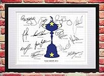 BLACK FRAMED & MOUNTED TEAM EUROPE RYDER CUP 2014 ROSTER SQUAD TEAM PLAYERS SIGNED AUTOGRAPH WITH PRINTED ART ARTWORK PICTURE SHIRT JERSEY SERGIO GARCIA JUSTIN ROSE GRAEME MCDOWELL LEE