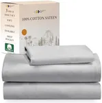 California Design Den Soft 100% Cotton Sheets Twin-XL Size Bed Sheet Sets with Deep Pockets, Extra Long Twin Sheets with Sateen Weave, Cooling Sheets (Light Grey)