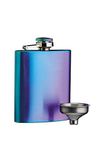 Barcraft Stainless Steel Iridescent Mini Hip Flask with Decanting Funnel for thinKitchen:, 100 ml (3.5 fl oz) - Rainbow-Pearl Finish, 2 x 7 x 9.8 cm