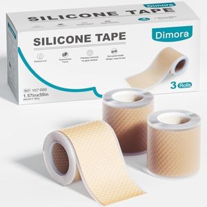 Dimora Silicone Tape 3 Rolls - Hypoallergenic Medical Tape for Sensitive Skin, Pain-Free Removal First Aid Tapes with Easy Tear Precut, Waterproof Surgical Tape,1.6in x 177in