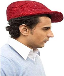 Dress Up America Sequin Newsboy Flat Cap - Cabbie Hat for Men - One Size Fits Most - Red