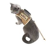 Tactical Cat Harness and Leash for Walking Escape Proof, Adjustable Cat Walking Jackets, Padded Stylish Cat Vest Khaki Large
