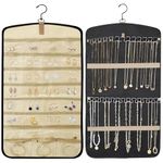 CAPLED Hanging Jewelry Organizer Large Jewelry Organizer with Hanger Metal Hooks Double-Sided Travel Jewelry Case Organizer for Necklaces Earrings Rings Brooches on Closet, Large