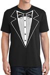 NeeNoNex Classic Printed Tuxedo Prom Wedding Party Mens T-Shirt, Black, Large