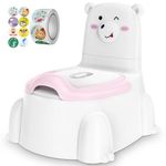 Polar Bear Potty Training Baby, Toddler Toilet Seat Potty Toilet with Splash Guard, Polar Bear Potties Kids Potty Trainer with Potty Training Reward Stickers for Ages 1-6 Boys and Girls, Pink White