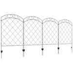 Outsunny Decorative Garden Fencing, 43in x 11.4ft Outdoor Picket Fence Panels, 4PCs Rustproof Steel Wire Landscape Flower Bed Border Edging Animal Barrier, Swirls