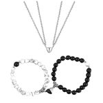 BEAUTIVIA Stylish Necklaces & Pendants, Couple-Combo Matching Best Friend Relationship Natural Multi Layer Triple Protection Stone Beads Bracelets