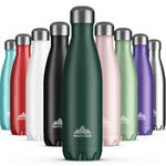 Mont-Clair Stainless Steel Water Bottle, Vacuum Insulated + BPA Free, 12h Hot & 24h Cold Drinks Bottle, Metal Water Bottle 500ml Leakproof, Ideal for Adult, Kids, Running - Green