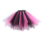 MizHome Womens Plus Size Black Pink Tutu Skirt Layered Tulle Skirt Adult Halloween Costumes