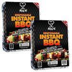 TOPLINE Big K Disposable Instant BBQ Tray - Pack of 2 All In One Barbecue Instant Light Charcoal Grill Trays with Topline Card. Ideal for Garden BBQs, Camping, Outdoor Parties and Picnics. (TPLT2)