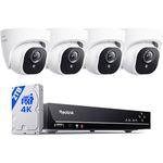 Reolink 4K PoE Security Camera System with Person Vehicle Pet Detection, 8CH NVR 2TB HDD, 4pcs Outdoor IP Turret Cameras, 24-7 Recording, Waterproof, RLK8-800D4