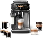 Philips 4300 Series Fully Automatic Espresso Machine - LatteGo Milk Frother, 8 Coffee Varieties, Intuitive Touch Display, Black, (EP4347/94)