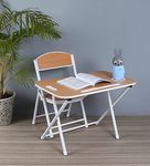 The Tickle Toe Foldable Kids Study Table and Chair Set for Toddlers | Coffee Color | MDF & Metal Frame | 1 Table + 2 Chairs | Age 2-5 Years | Compact & Lightweight | Made in India