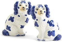 Two's Company Staffordshire Dog Salt and Pepper Shaker Set - Hand-Painted Ceramic, 3.5-Inches Height