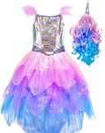 IKALI Girls Unicorn Costume, Kids Fancy Dress Up with Wig, Sequins Dress for Birthday Carnival Party World Book Day Gift 3-4Y