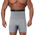 FlyJumper Tummy Control Shorts High Waist Slimming Shapewear for Men Body Shaper Compression Boxer Briefs Grey