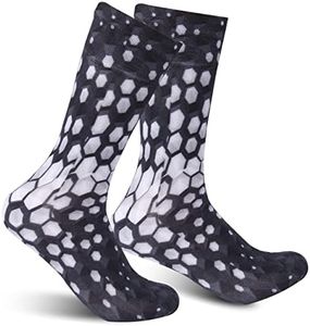RANDY SUN Waterproof Socks for Men, Ultra Thin Socks Outdoor Sports Breathable Hiking Camping Crew Socks Women Lightweight Kayaking Neoprene Socks 1 Pair Black&White