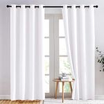 FRESH FROM LOOM Solid Living Room Bedroom Blackout Long Window/Door Curtains | Room Darkening | Thermal Insulated Noise Reducation, Stainless Steel Eyelets (White | 7 Feet Long,Set of 2)