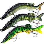 TRUSCEND Fishing Lures for Bass Trout Multi Jointed Swimbaits Slow Sinking Bionic Swimming Lures Bass Lifelike Fishing Lures Kit for Freshwater Saltwater