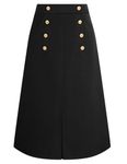 Belle Poque Women's 2024 Fall Winter Skirt Elastic High Waisted A Line Midi Skirts with Pockets(Black,L)