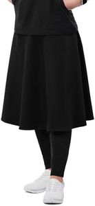 Peelz Scrubs Jean 2-Pocket Flared Scrub Skirts for Women - Fashion Skirts, Soft Fabric, Elastic Waistband, Classic Fit, Black, X-Large