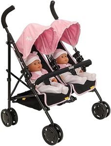 Joie Aire - Cochecito doble para niños en negro y rosa | Cochecito de juguete para niños con paraguas plegable | Cochecito de juguete para juegos de rol | Cochecito de juguete para niños | A partir de