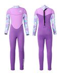 Gogokids Kids Wetsuit, 2.5mm Neoprene Thermal Swimsuit for Boys Girls, Long Sleeve UV Protection Keep Warm Back Zipper Full Diving Suit for Swimming Diving Surfing Snorkeling, Purple, XL