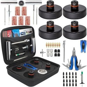 Rubber Jack Pad and Tire Repair Tool Kit with Screws Plugs Nails for Tesla Model 3 Y X S, 4 Pucks Lifting Jack Pucks for Tesla with Storage Case, Car Emergency Kit Flat Tire Puncture Repair for Tesla