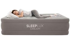 SLEEPLUX Dream Luxury Queen Air Mattress, Built-in Dual Pump, Stays Inflated All Night, 20” Double-High Blow-Up Airbed with Coil Beams, for Guests, RV Camping & Home, 1-Year Warranty