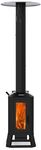 70,000 BTU Wood Pellet Outdoor Patio Heater with Glass Viewing Window – Pellet Heaters for Outdoor Use, Home, Gardens & Commercial - Portable with Wheels – Black