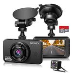 ORSKEY Dash Cam for Cars Front and Rear and SD Card Included 1080P Full HD in Car Camera Dual Lens Dashcam for Cars 170 Wide Angle with Loop Recording and G-Sensor