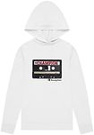 Champion Boys Long Sleeve Classic Hooded Tee Shirt Kids Clothes (Small, White Cassette)