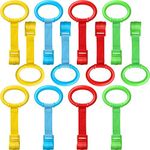 Yulejo 12 Pieces Pull up Rings Crib Pull Rings 4 Color Cot Hanging Rings Walking Assistant Walking Crib Hook Safety Pull up Bar