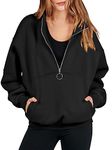 ANRABESS Womens Hoodies Oversized Half Zip Pullover Sweatshirts Long Sleeve Shirts Tops Y2k Fall Sweaters Clothes 2023 Outfits 1095heise-M Black