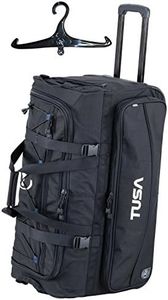 TUSA - Dive Gear Roller Duffle Bag in Black w/Black BCD and Regulator Hanger