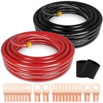 Taukealugs 1/0 Gauge Wire Copper Clad Aluminum CCA 40FT Black/Red with 0ga Terminals and Heat Shrink Tube - Primary Automotive Battery Power/Ground Cable,Car Audio Speaker,RV Trailer Amp Wiring kit