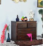 EBANSAL Wooden Chest of Drawers for Storage, 4 Drawers Dresser for Living Room, Drawing Room, Bedroom & Office, Solid Wood Sheesham, Walnut Finish