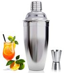 Cocktail Shaker, Cocktail Maker Set, Martini Drink Shaker, 750 ml Cocktail Shaker Strainer, Bartender Mixer Tool,Home Liquor Cobbler Shaker, Stainless Steel bar shakers for Cocktail Making kit Gift