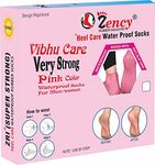 Zency Rubber Industry Heavy Material Pink Color Waterproof Socks For Heal Care (M)